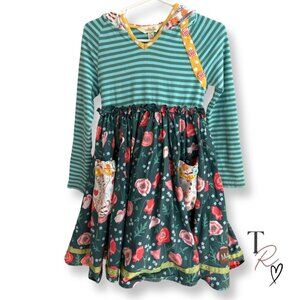 Matilda Jane Keepsake Crissy Dress Hooded Fall Twirl Floral Green Size 4 or 4T
